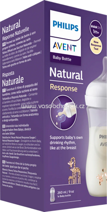 PHILIPS AVENT Babyflasche Natural Response weiß/Giraffe, von Geburt an, 260 ml, 1 St