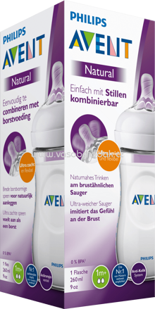 Philips AVENT Flasche Natural 2.0 mit Silikonsauger, ab 1+ Monate, 260 ml, 1 St