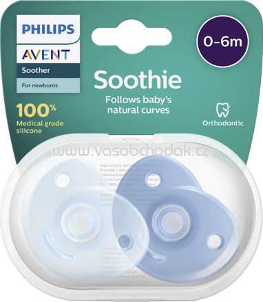 PHILIPS AVENT Schnuller Soothie Silikon, blau, 0-6 Monate, 2 St