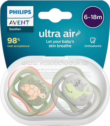 PHILIPS AVENT Schnuller ultra air Silikon, grün/grau, 6-18 Monate, 2 St