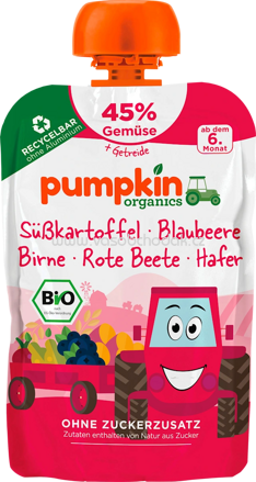Pumpkin Organics Quetschie mit Süßkartoffel, Blaubeere, Rote Beete & Hafer, 100 g