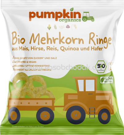 Pumpkin Organics Bio Mehrkorn Ringe aus Mais, Hirse, Reis, Quinoa und Hafer, ab 8. Monaten, 20g