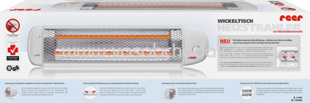 Reer Wickeltisch-Heizstrahler 300/600W mit Abschaltautomatik, 1 St