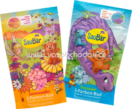 SauBär Kinder Badezusatz 3-Farben-Bad Sonnenzauber/Dinozauber, 160 g