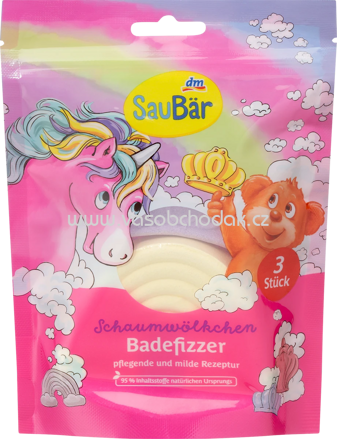 SauBär Kinder Badezusatz Badefizzer Schaumwölkchen (3x50 g), 150 g