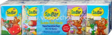 SauBär Kinder Taschentücher Pocket 4-lagig ,10x10 St, 10 St
