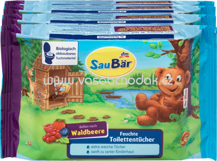 SauBär Feuchte Toilettentücher, 4x60 Stück, 240 St