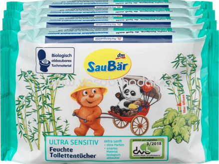 SauBär Feuchte Toilettentücher Ultra Sensitiv, 4x60 Stück, 240 St