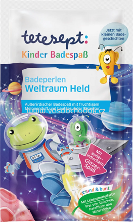 Tetesept Badezusatz Kinder Badespaß Badeperlen Weltraum Held, 60g