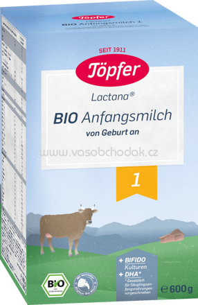 Töpfer Lactana Bio Anfangsmilch 1, von Geburt an, 600g