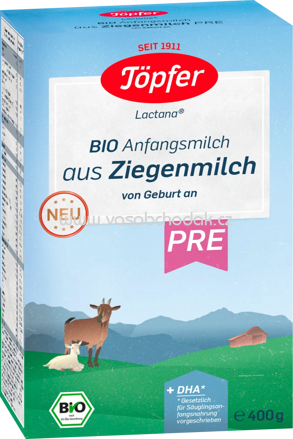 Töpfer Bio Anfangsmilch aut Ziegenmilch PRE, von Geburt an, 400g