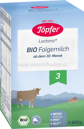 Töpfer Lactana Bio Folgemilch 3, ab 10. Monat, 600g
