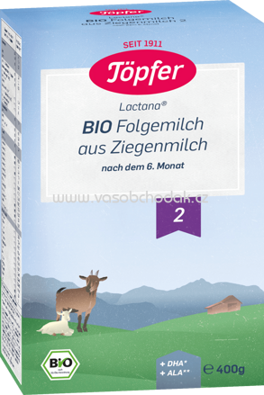 Töpfer Lactana Bio Folgemilch 2 aus Ziegenmilch, ab 6. Monat, 400g