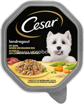 Cesar Landragout mit Huhn, Gemüse und braunem Reis, 150g