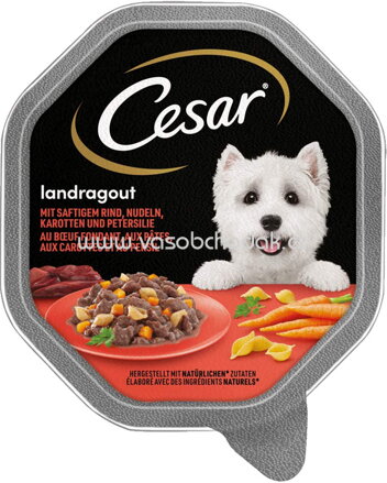 Cesar Landragout mit saftigem Rind, Nudeln, Karotten und Petersilie, 150g