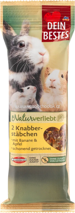 Dein Bestes Snack für Nager Naturverliebt 2 Knabberstäbchen mit Banane & Apfel, 2 St