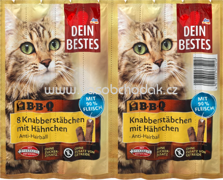 Dein Bestes BBQ 8 Knabberstäbchen mit Hähnchen Anti-Hairball, 8 St