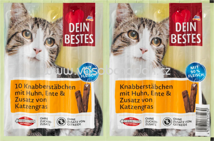 Dein Bestes 10 Knabberstäbchen mit Huhn, Ente & Zusatz von Katzengras, 10 St