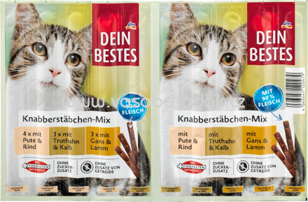 Dein Bestes Knabberstäbchen Mix mit Pute & Rind, Truthahn & Kalb, Gans & Lamm, 10 St