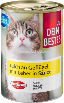 Dein Bestes Nassfutter Katze reich an Geflügel mit Leber in Sauce, 415g