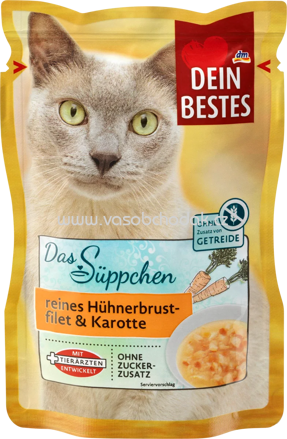 Dein Bestes Nassfutter Katze Das Süppchen reines Hühnerbrustfilet & Karotte, 40g