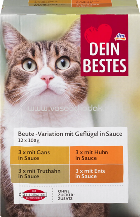Dein Bestes Nassfutter Katze Beutel-Variation mit Geflügel in Sauce, 12x100g