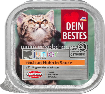 Dein Bestes Nassfutter Katze Kitten, reich an Huhn in Sauce, Junior, 100g