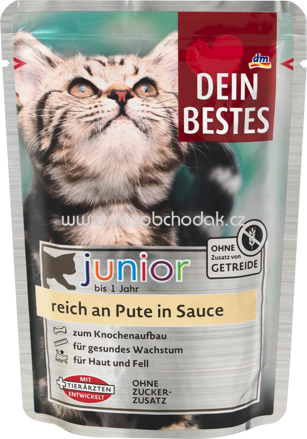 Dein Bestes Nassfutter Katze Kitten mit Pute in Sauce, Junior, 100g