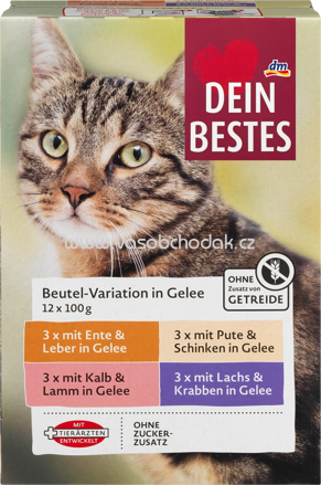 Dein Bestes Nassfutter Katze Beutel-Variation in Gelee, 12x100g