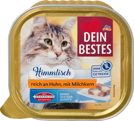 Dein Bestes Nassfutter Katze Himmlisch reich an Huhn, mit Milchkern, 100g