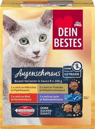 Dein Bestes Nassfutter Katze Augenschmaus Beutel-Variation in Sauce, 8x100g