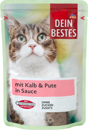 Dein Bestes Nassfutter Katze mit Kalb & Pute in Sauce, 100g