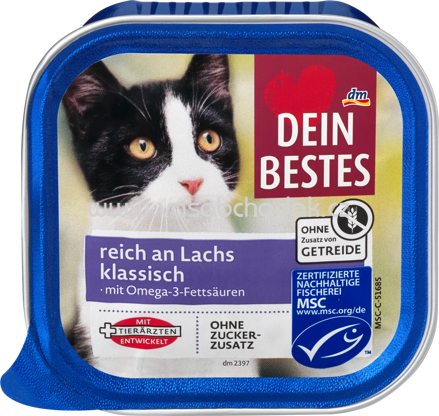 Dein Bestes Nassfutter Katze mit Lachs klassisch, MSC zertifiziert, 100g