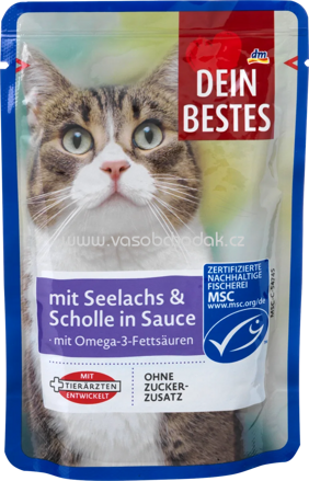 Dein Bestes Nassfutter Katze mit Seelachs & Scholle in Sauce, MSC-zertifiziert, 100g