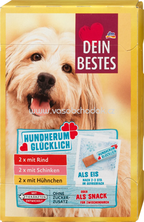 Dein Bestes Hundnerum Glücklich, 2x mit Rind, 2x mit Schinken, 2x mit Hühnchen, 6x20g