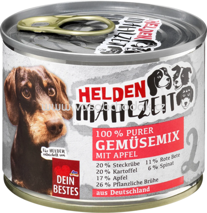 Dein Bestes Nassfutter Hund Helden Mahlzeit Gemüsemix mit Apfel, 175g