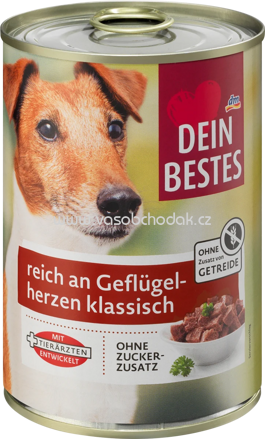 Dein Bestes Nassfutter Hund reich an Geflügel herzen klassisch, 400g