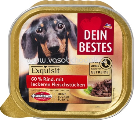 Dein Bestes Nassfutter Hund Exquisit 60% Rind mit leckeren Fleischstücken, 300g