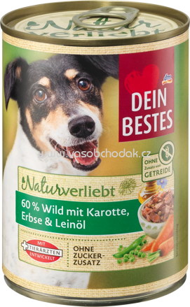 Dein Bestes Nassfutter Hund Naturverliebt 60% Wild mit Karotte, Erbse & Leinöl, 400g