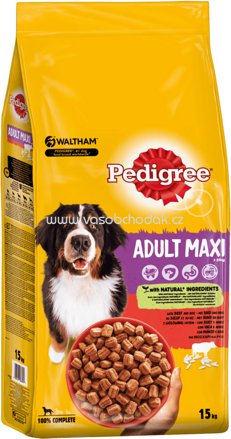 Pedigree Trockenfutter Adult Maxi >25kg mit Rind und Reis, 15 kg