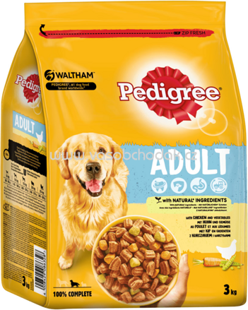 Pedigree Trockenfutter Adult mit Huhn & Gemüse, 3 kg