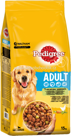 Pedigree Trockenfutter Adult mit Huhn & Gemüse, 15 kg