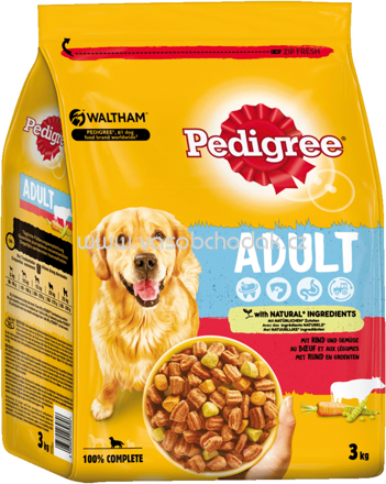 Pedigree Trockenfutter Adult mit Rind & Gemüse, 3 kg