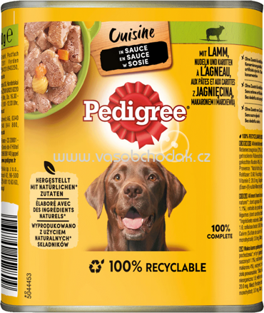 Pedigree Cuisine in Sauce mit Lamm, Nudeln und Karotten, 800g