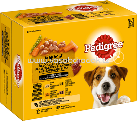 Pedigree Portionsbeutel Geflügel Selektion in Sauce, 12x100g