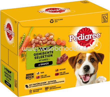 Pedigree Portionsbeutel Gemischte Selektion mit Gemüse in Sauce, 12x100g