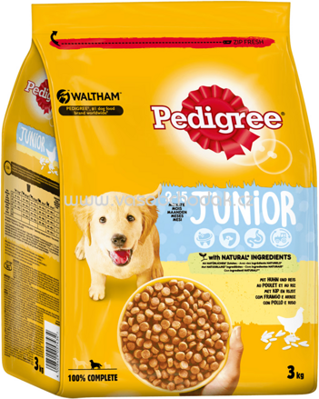 Pedigree Trockenfutter Junior mit Huhn und Reis, 3 kg