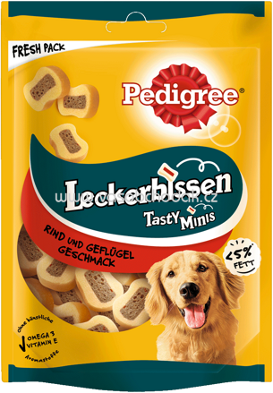 Pedigree Leckerbissen Tasty Minis mit Rind und Geflügel, 155g