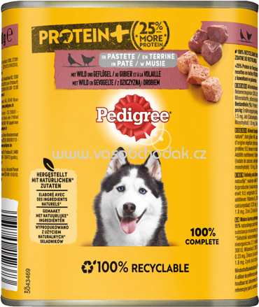 Pedigree Protein+ in Pastete mit Wild und Geflügel, 800g