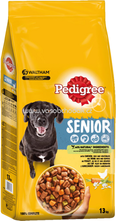 Pedigree Trockenfutter Senior mit Huhn, Reis und Gemüse, 13 kg